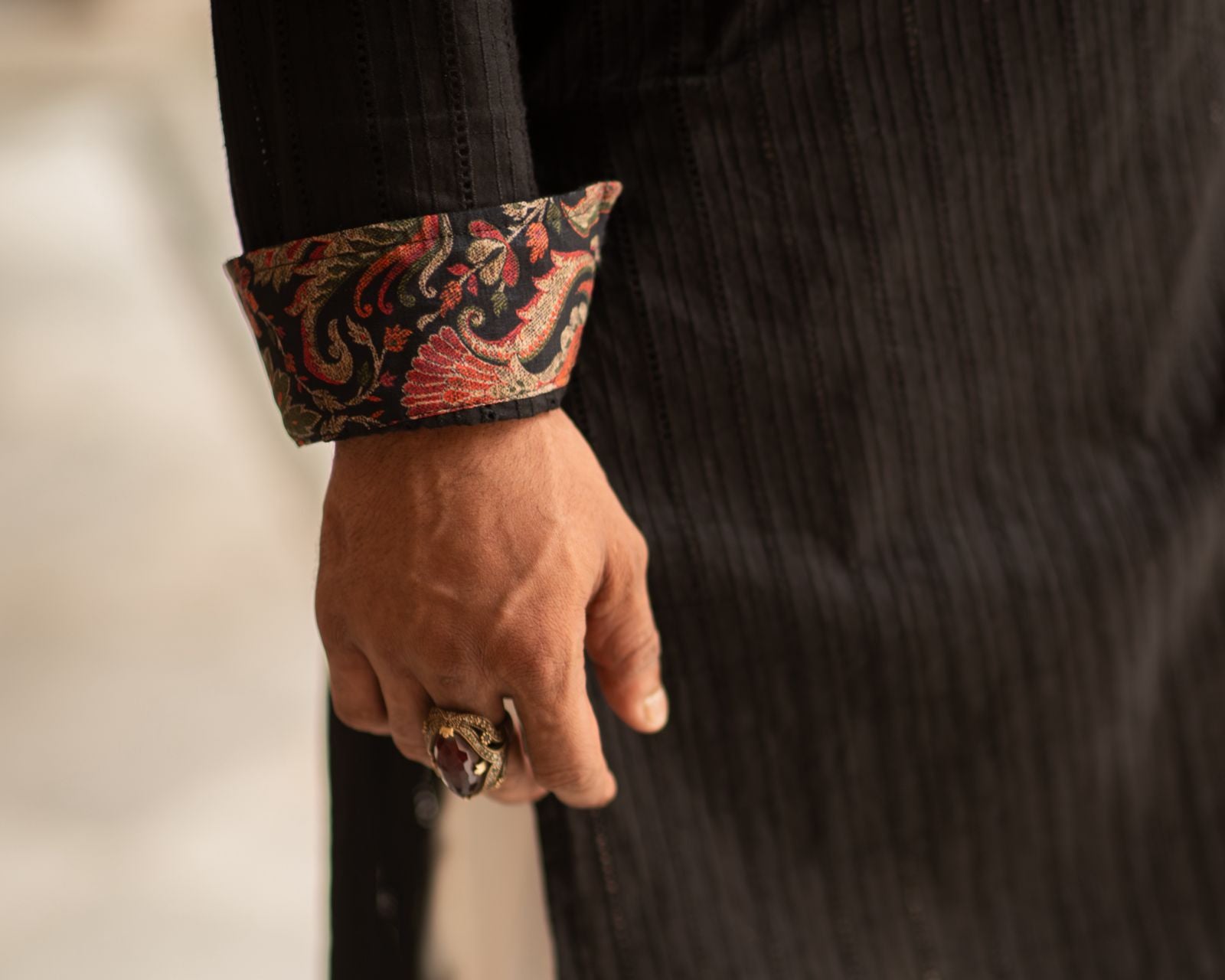 Raaz - Black Schiffli embroidery