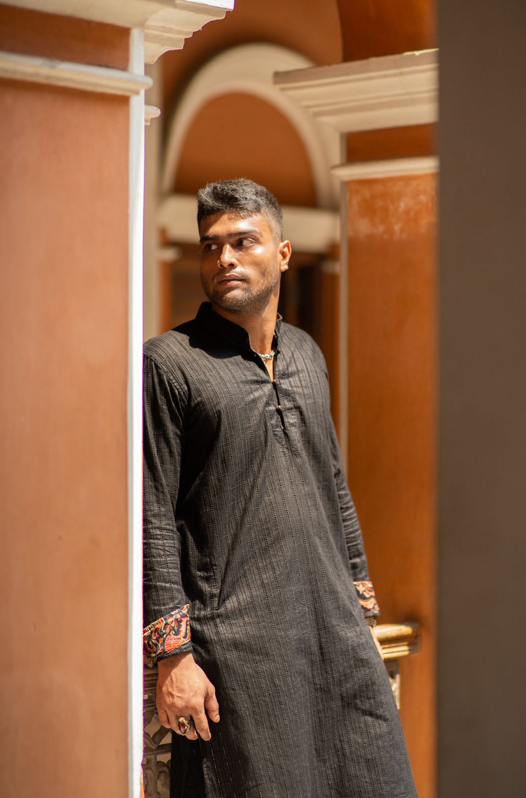 Raaz - Black Schiffli embroidery