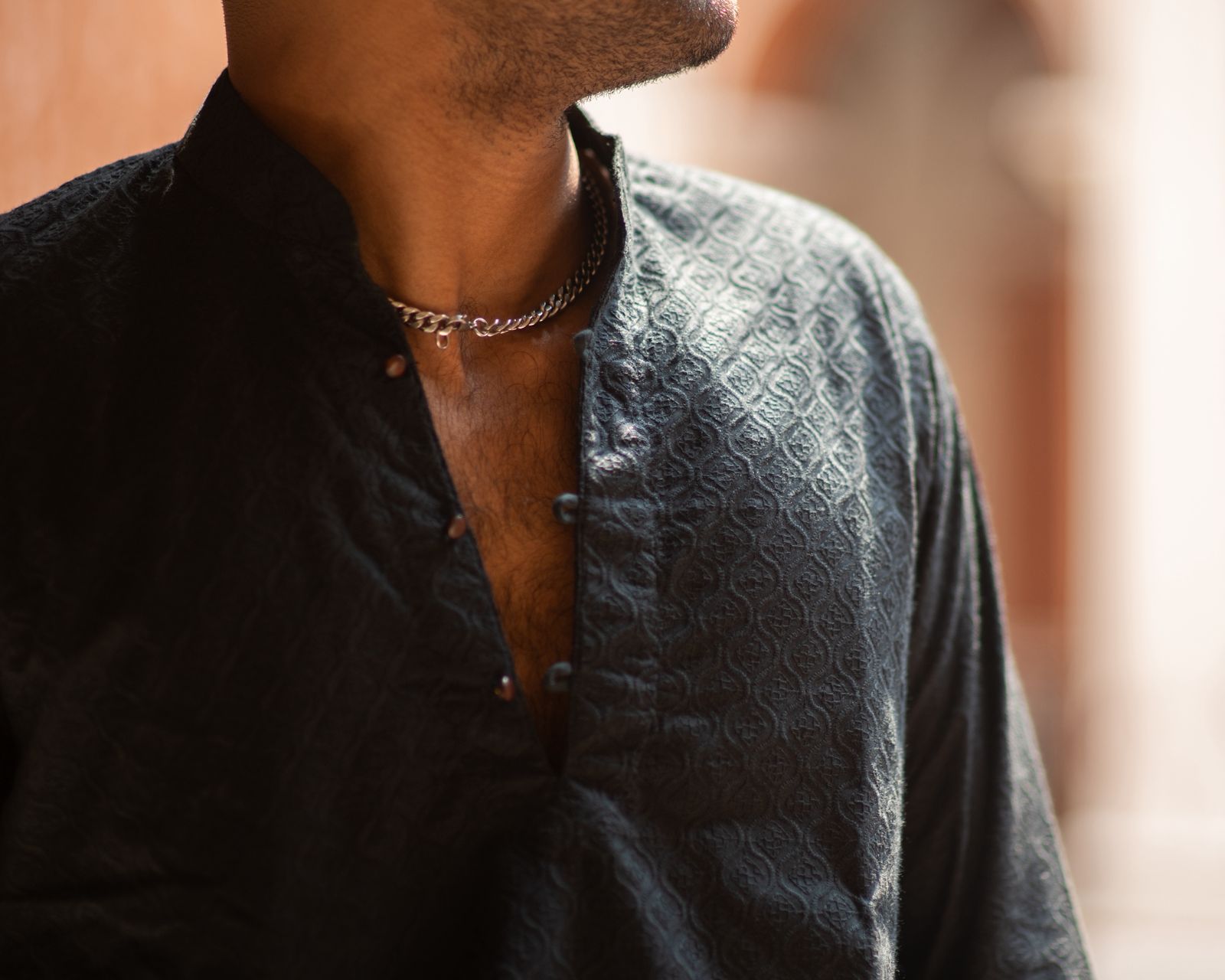 Siyah - Dark Slate Blue Textured Chikankari Cotton