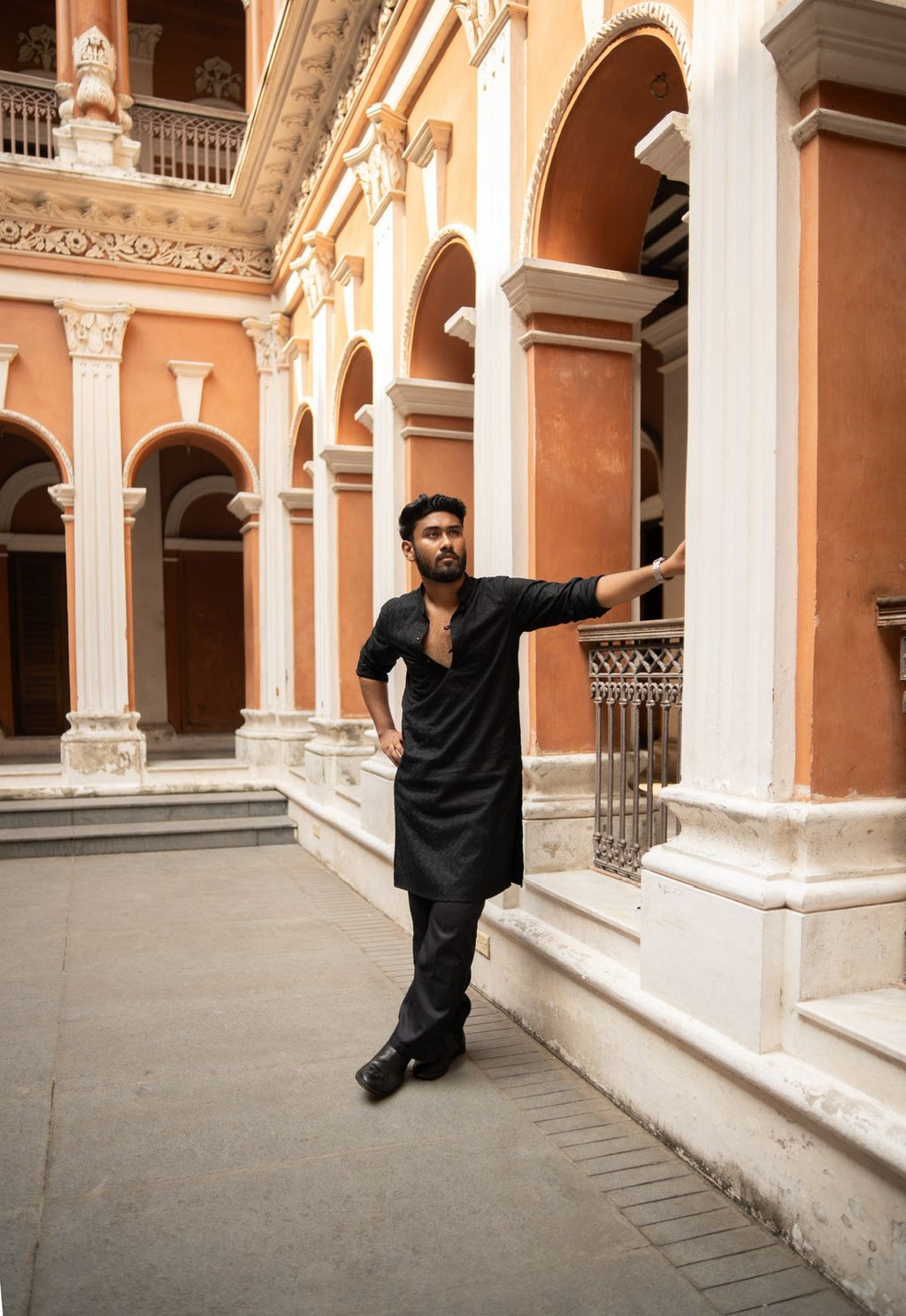 Arez - Black Textured Chikankari Cotton