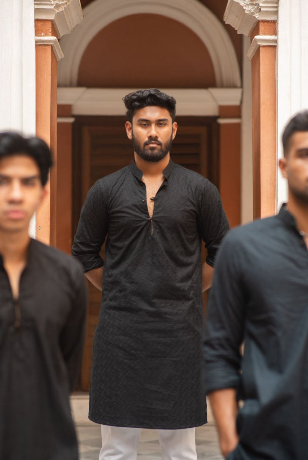 Arez - Black Textured Chikankari Cotton